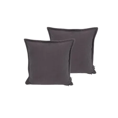 Produktbild von TexDeko Cord 2x Dekokissen 50x50cm –aus weichem Cordstoff, wasserabweisend UV-beständig, waschbarer Bezug (Anthrazit)