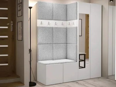 Obrázok produktu pre Stena do predsiene s čalúnenými panelmi 42x42 SELAND 10 - biela / šedá