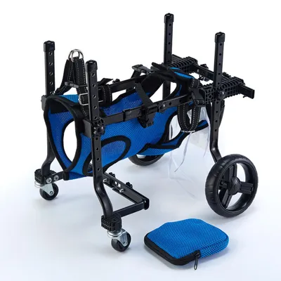 Immagine prodotto di Zimilo - Carrozzina regolabile per cani, quattro ruote, ausilio per la mobilità degli animali domestici, carrozzina per cani di taglia piccola e media, blu
