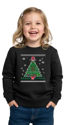 Produktbild von Spreadshirt Power Rangers Ugly Christmas Weihnachtsbaum Kinder Premium Pullover, 158/164 (12 Jahre), Schwarz