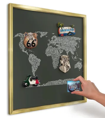 Produktbild von Magnettafel 50x50 cm mit goldenem Rahmen - Magnetische Metalltafel, Magnetpinnwand zur Wandmontage für Wohnzimmer, Küche, Flur, Kinderzimmer und Büro - Textkarte
