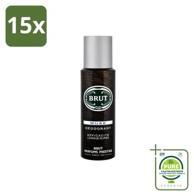 Immagine prodotto di 15 flaconi spray deodorante Brut Musk, capacità 200 ml, confezione grande - 15 pezzi