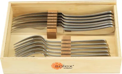 Produktbild von Solex Julia Steakhousebesteckset 12 teilig für 6 Personen in Holzbox
