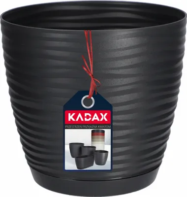 Image de KADAX Pot de fleurs avec soucoupe "Temara", bac à fleurs, pot de plantes en plastique, cache-pot, rond, 17 cm, anthracite