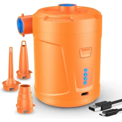 Produktbild von Elektrische Luftpumpe, Akku Luftpumpe, Mini Luftpumpe, 5200mAh Wiederaufladbare, mit 3 Luftdüsen, für Luftmatratze, Schwimmring, Outdoor, Reise, Pool
