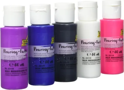 Produktbild von folia 35119 - Pouring Farben Set I Intensiv, bestehend aus 5 intensiven Pouring Farben á 60 ml, mit eingemischtem Pouringmedium
