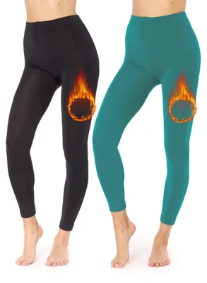 Produktbild von Merry Style 2er Pack Damen Leggings MS-ATX-441 (Schwarz/Smaragd, M-L)