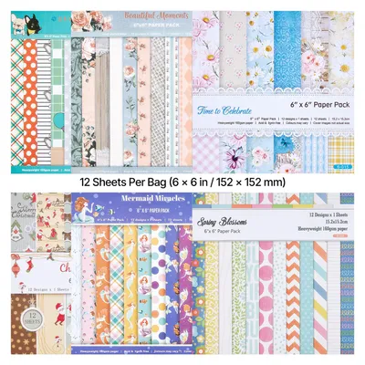 Immagine prodotto di Carta per album di ritagli, VEVOR, 72 fogli, 152x152 mm, carta decorativa assortita per macchine da taglio e goffratura VEVOR, design a motivi per decorazioni, scrapbooking, creazione di biglietti e lavori manuali fai-da-te