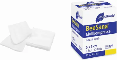 Produktbild von 800 BeeSana Mullkompressen  steril  12-fach  10 x 20 cm - zu 10 Stück verpackt