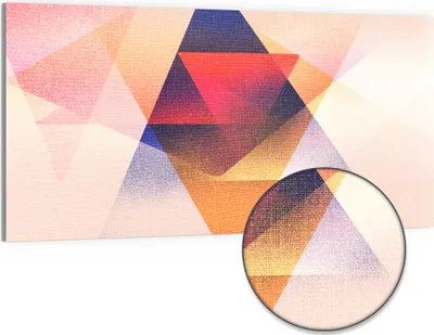Produktbild von DEQORI Hybrid Leinwand Bild 100x50 cm 'Geometrie der Farben' Wandbild Glas flach modern