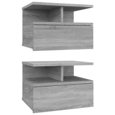Produktbild von Nachttisch 2Stk. Hängend Grau Sonoma 40x31x27 cm Holzwerkstoff