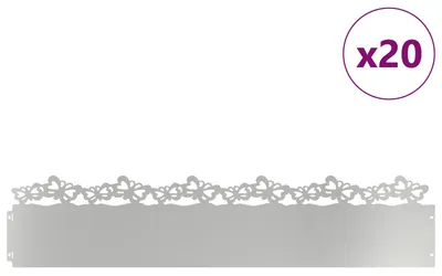 Image de vidaXL Bordure de pelouse 20 pcs Argent 103 x 0,05 x 22 cm Acier galvanisé
