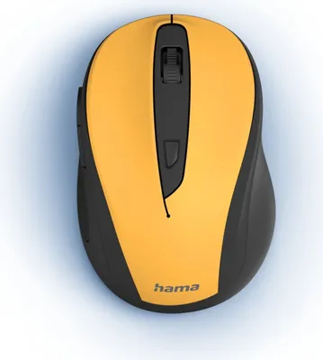 A top-down view of a wireless computer mouse.