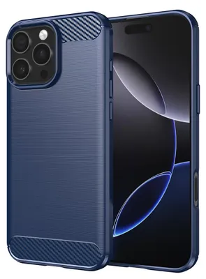 Zdjęcie produktu dla Techsuit Carbon Silicone etui na iPhone 16 Pro Max – niebieskie