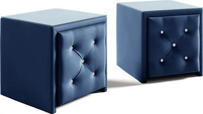 Produktbild von Nachttisch Nachtkonsole 2er Set SEVRA 50x50cm in Stoff Elisa Velvet Blau