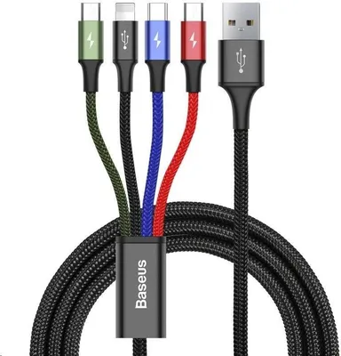 Immagine prodotto di Cavo USB 4in1 - 2x USB-C, Lightning, micro USB 120cm Baseus Rapid CA1T4-B01 a 3,5A