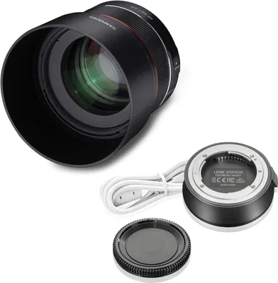 Produktbild von Samyang Set Vollformat Objektiv AF 85mm F1.4 F & Lens-Station kompatibel mit Nikon – mit Festbrennweite Autofokus – für Spiegellose und Spiegelreflex DSLR APS-C Kameras mit Mount, 23282, Schwarz (1023282)