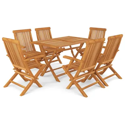 Produktbild von vidaXL 7-tlg. Garten-Essgruppe Massivholz Teak
