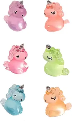Produktbild von Glow in the Dark Einhörner - 6er Set - Bunte Mini - Einhörner 2,5cm - Leuchtend