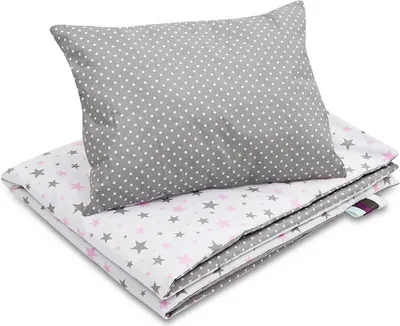 Produktbild von Bellochi Multifunktional Baby Decke Set - Doppelseitig Baby Bettwäsche 75x100 cm und Kissen 30x40cm - aus 100% Baumwolle -   - girl dream