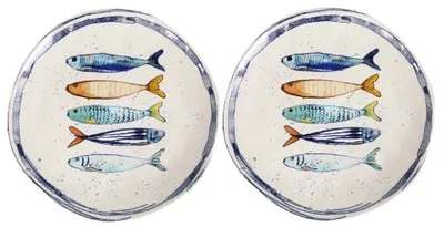 Produktbild von Teller, mediterran mit Sardinen-Motiv | Maritime Speiseteller 26 cm