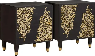 Image de Cabinet de chevet avec porte 2 pcs Noir 40 x 33 x 46 cm