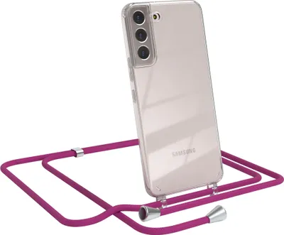 Produktbild von EAZY CASE Handykette kompatibel mit Samsung Galaxy S22 Plus 5G, Handyhülle mit Umhängeband, Handykordel, Schutzhülle Clear, Band in Rosa