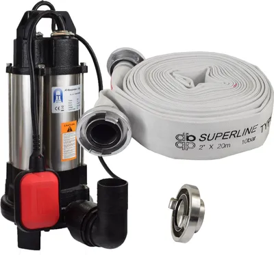 Produktbild von Agora-Tec® Bau-, Abwasser- und Schmutzwasserpumpe C 750W (mit Schneidwerk) mit 20 Meter C-Schlauch und STORZ Kupplung