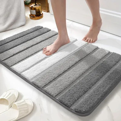 Productafbeelding van Badmat van microvezel, super absorberend, antislip, 50x80 cm, lichtgrijs