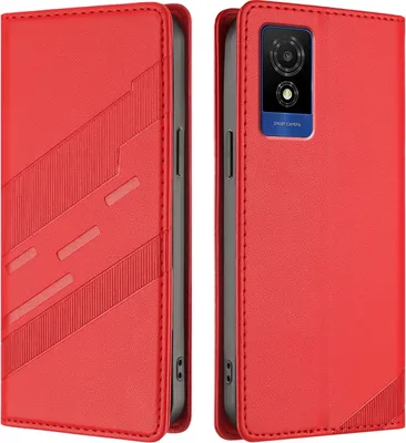 Image de Etui pour TCL 501/T433D, étui portefeuille en cuirPolyuréthaneavec fente pour carte et fonction stand Rot