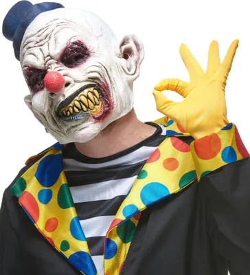 Produktbild von Latex Maske Halloween wütender Clown für Erwachsene bunt - Einheitsgröße