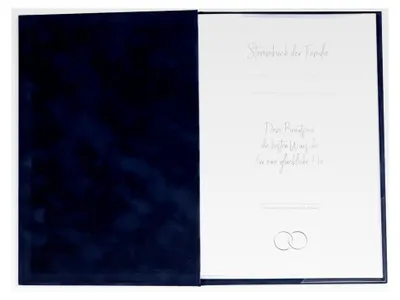 Produktbild von A4 Stammbuch Dunkelblau Hochzeit Samt Familienstammbuch inkl. Prospekthüllen und Einleger