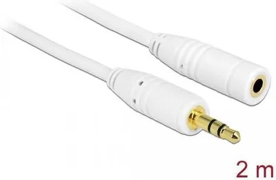 Produktbild von DELOCK Klinkeverl. 3,5mm -> 3,5mm St/Bu 2.00m weiß