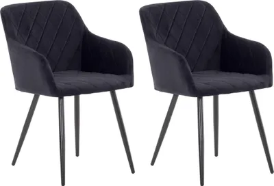 Produktbild von CLP 2er Set Esszimmerstuhl Shila schwarz Material Samt