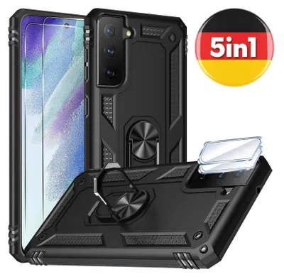 Immagine prodotto di Custodia da esterno con pellicola blindata di protezione della fotocamera per Samsung Galaxy S22 custodia per cellulare pellicola di vetro di protezione a 360 gradi nero