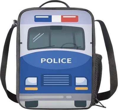 Produktbild von Lunchbox mit Polizeiauto-Motiv, langlebig und wiederverwendbar