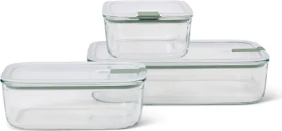 Produktbild von Mepal - Glasbehälter mit deckel Set EasyClip - Meal prep boxen - Geeignet für Mikrowelle, Dampfgarer, Ofen und Gefrierschrank - Luftdicht - Mikrowellengeschirr - 2x 1000 + 2250 ml - Nordic sage