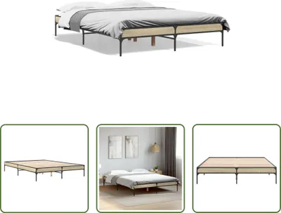Produktbild von The Living Store Bettgestell Sonoma-Eiche 160x200 cm Holzwerkstoff und Metall