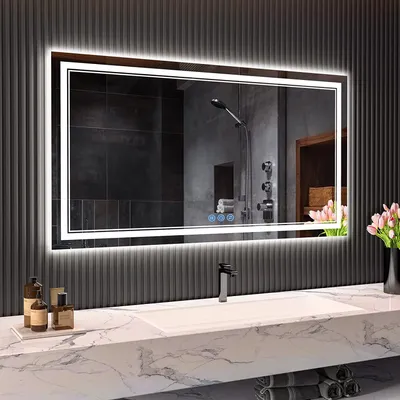 LED-Badspiegel 120x70 cm, Touch-Schalter, 3 Farbtemperaturen, IP65