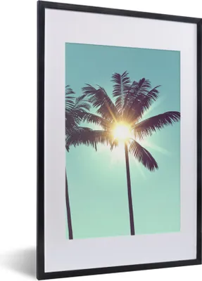 Produktbild von MuchoWow® Gerahmtes Poster Palmen - Sommer - Sonne 40x60 cm - Poster mit Schwarzem Bilderrahmen Wandposter Rahmen Foto Bilder - Poster in Rahmen