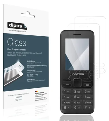 Produktbild von 2x Schutzfolie für Logicom Kay 243 - Anti-Shock 9H Folie dipos Glass Kunststoffglas