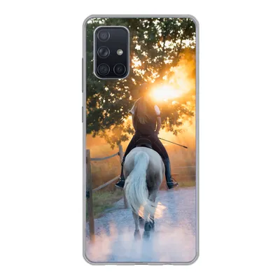 Produktbild von MuchoWow® Handyhülle Schutzhülle Hülle für Samsung Galaxy A51 Pferd - Sonne - Sand Silikon Softcase Handy Hülle - Schutzabdeckung