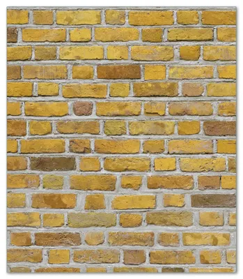 Produktbild von Wallario Herdabdeckplatte aus Glas, Größe 52 x 60 cm 1-teilig, Motiv Ziegelsteinwand in gelb - Backsteine