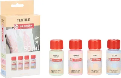 Produktbild von Talens Textilfarben Set Pastell 4 Farben 50 ml kreative Stoffmalerei