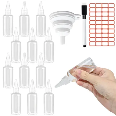 12 Kunststoff-Quetschflaschen 60 ml mit schmaler Spitze, transparent