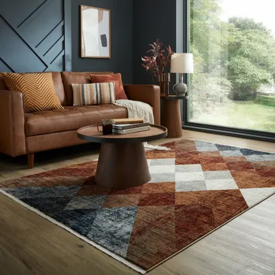 Geometrischer Teppich mit Fransenkante in Rot-Blau_Rot-Blau_Rechteckig_#sku_BARK503119375666-BARK503119375667-BARK503119375668-BARK503119375669#