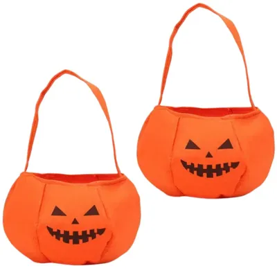 Produktbild von Halloween-Süßigkeitstüten - 2 Stück, Pompon-Taschen für Kinder