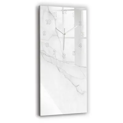 Produktbild von Wallfluent Wanduhr – Stilles Quarzuhrwerk - Uhr Dekoration Wohnzimmer Schlafzimmer Küche - Zifferblatt - weiße Zeiger - 30x60 cm - Dekorativer Marmor