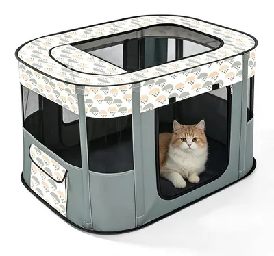 Produktbild von Faltbarer Hundehütte, Grau - 70 x 55 x 40 cm - Aus 300D Oxford-Gewebe - Tragbare Tierunterkunft - Katzenhaus