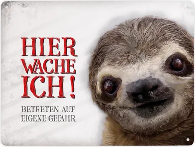 Produktbild von Betreten auf eigene Gefahr - Hier wache ich! Metallschild XXL mit Faultier Motiv